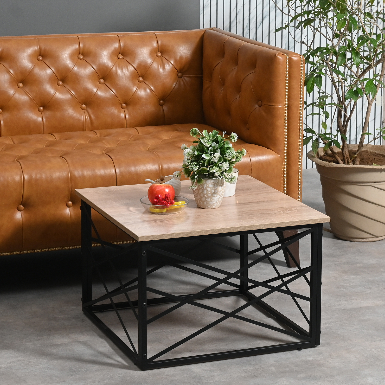 Coffee Table for Living Room – Mild Steel Center Table with Engineered Wood Top | FORECRAFTS - Image 3